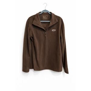 Drake Mens Large Brown Quarter Zip Pullover Hunting Shirt Stain Flaw